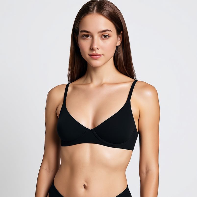Unlined Demi Support Bra with Adjustable Straps and Soft Stretch Fit