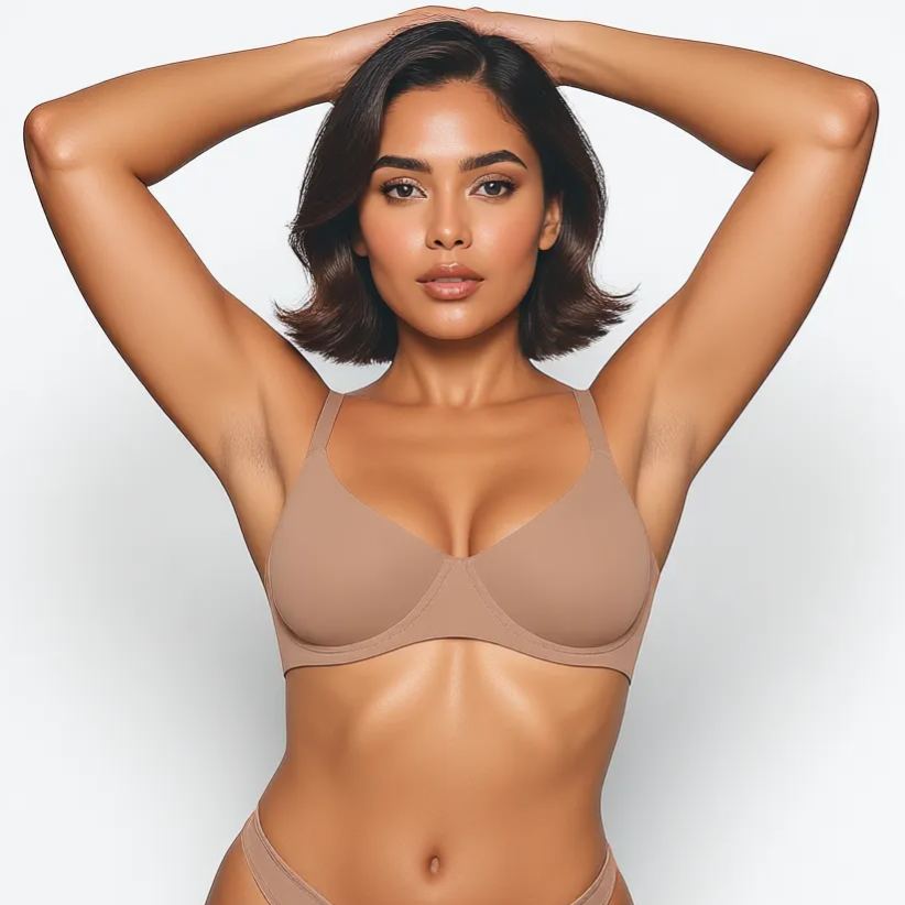 Unlined Demi Support Bra With Adjustable Straps and Soft Stretch Fit