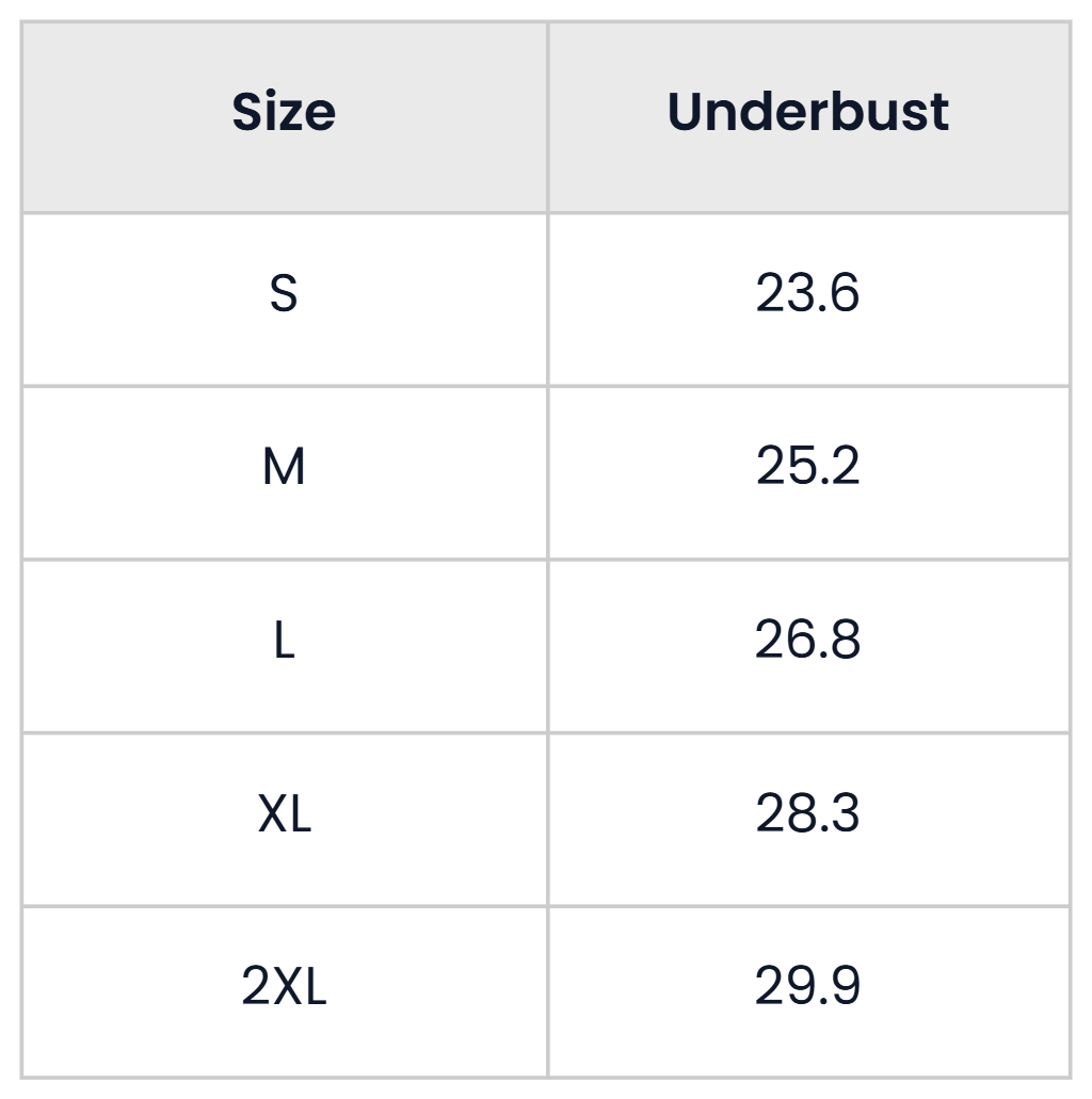 Size Chart for Pack Of 5 Maternity Nursing Wireless Seamless Bras
