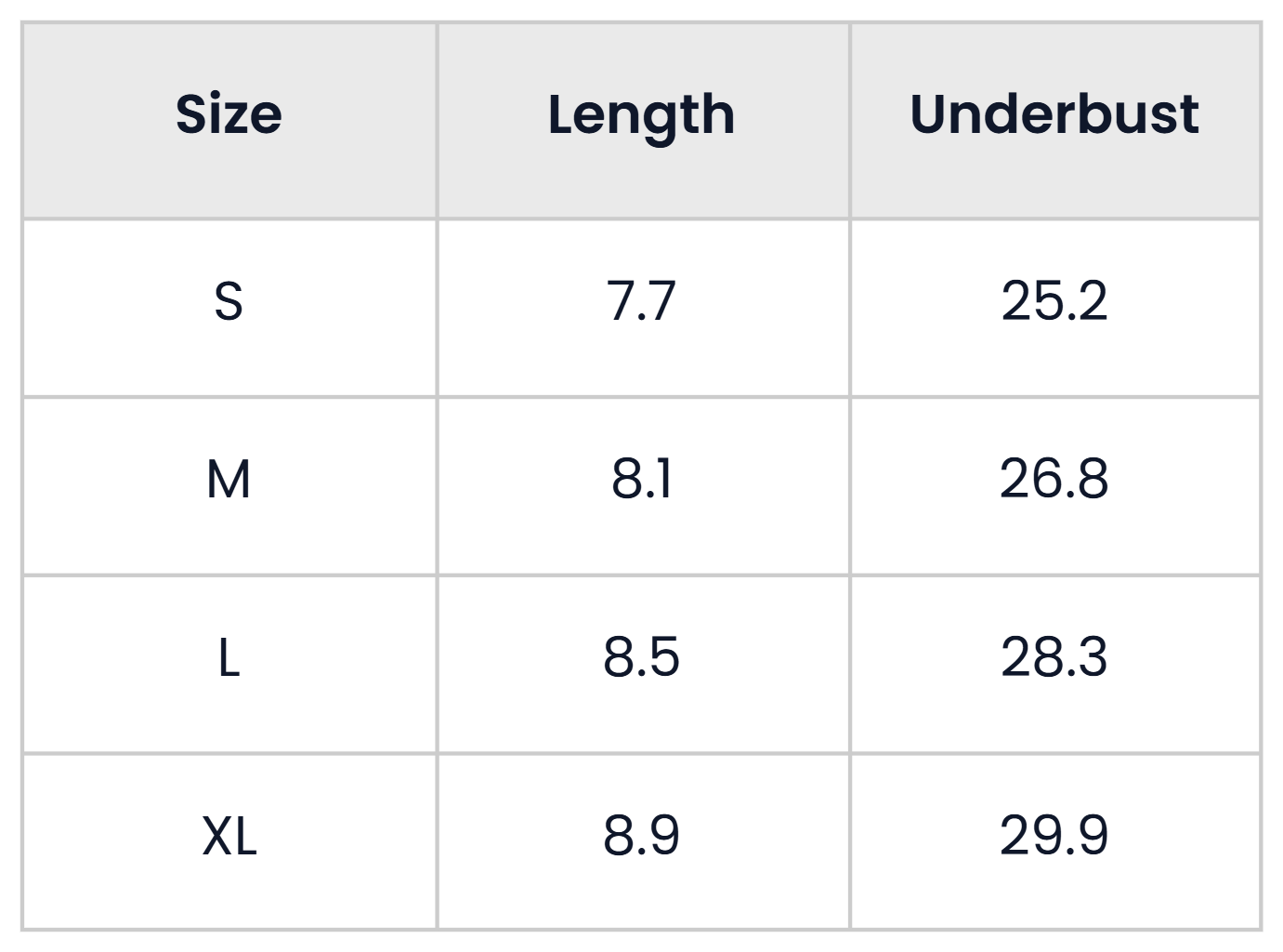 Size Chart for Pack Of 6 Wavy Edge Wireless Soft Cup Bras For Women