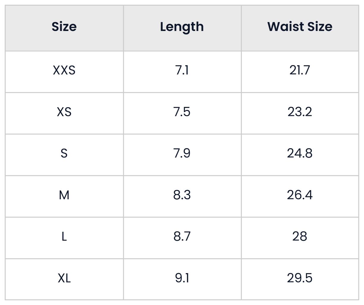 Size Chart for Pack Of 14 Solid Color Triangle Style Panties For Women