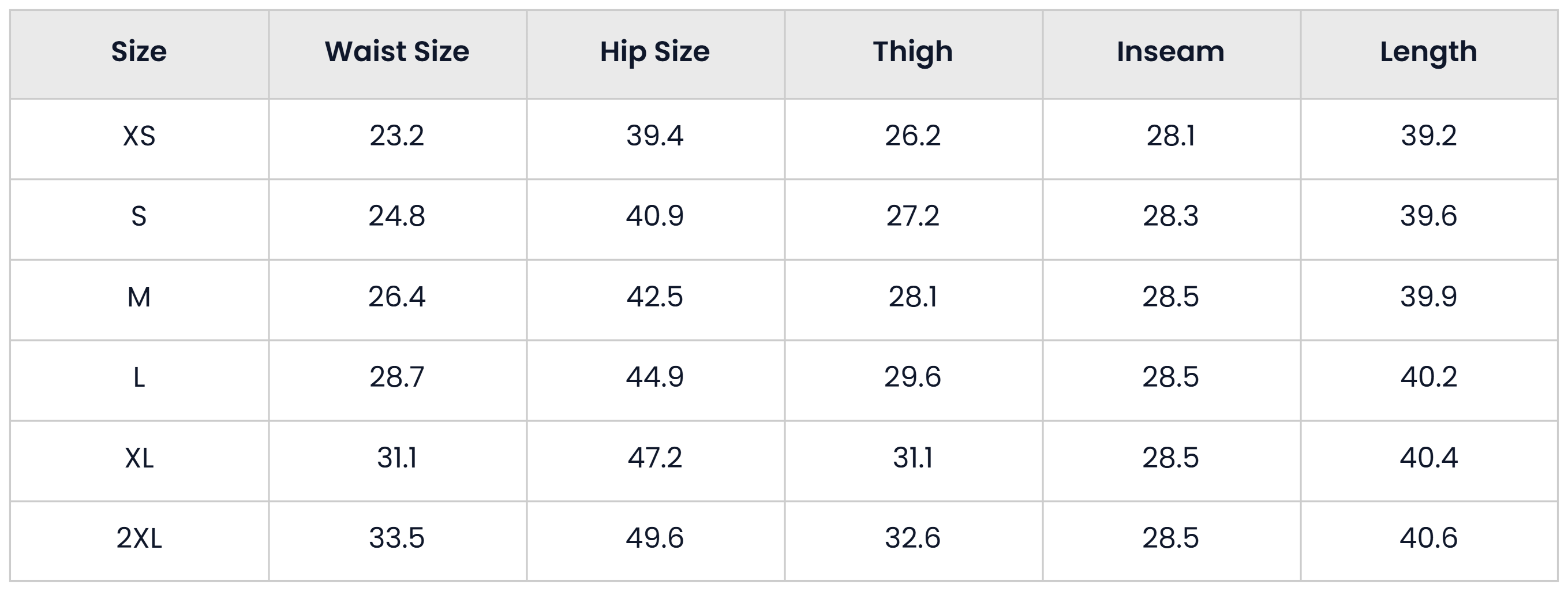 Pant Size Chart for Loose Fit Long Sleeve Top And Pants Pajama Set For Women