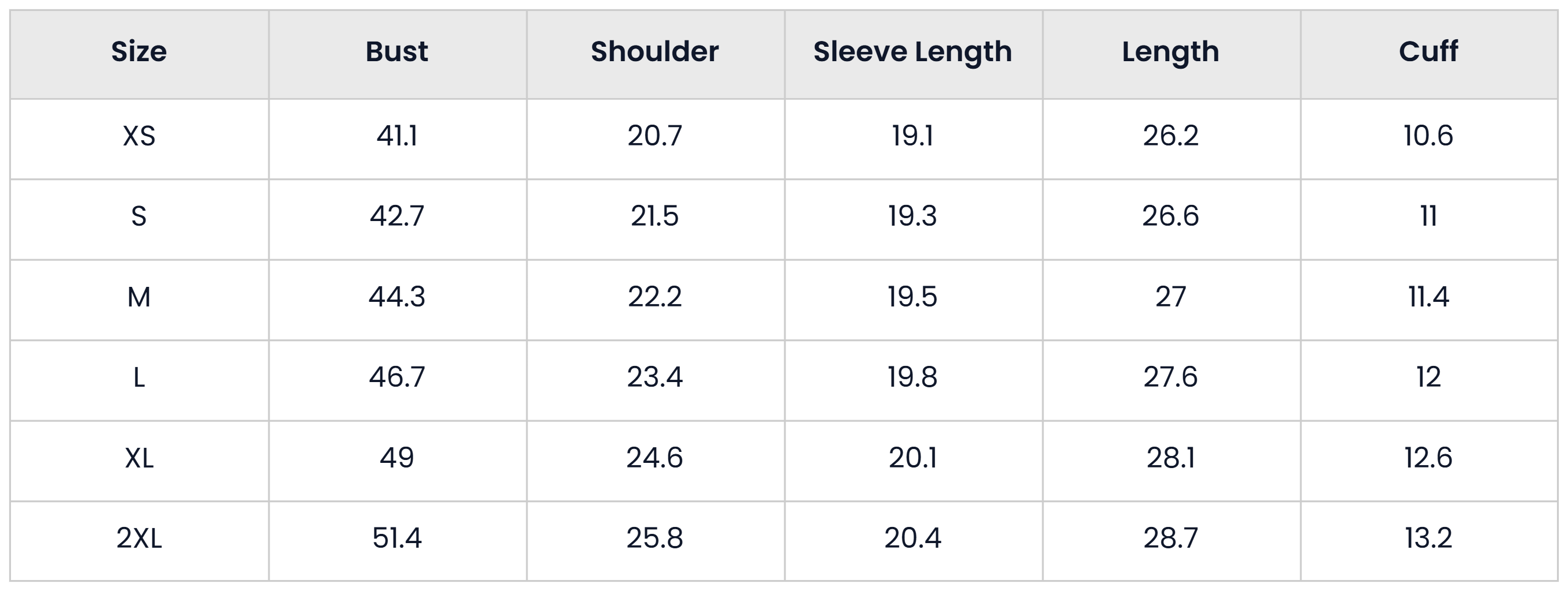 Tops Size Chart for Loose Fit Long Sleeve Top And Pants Pajama Set For Women
