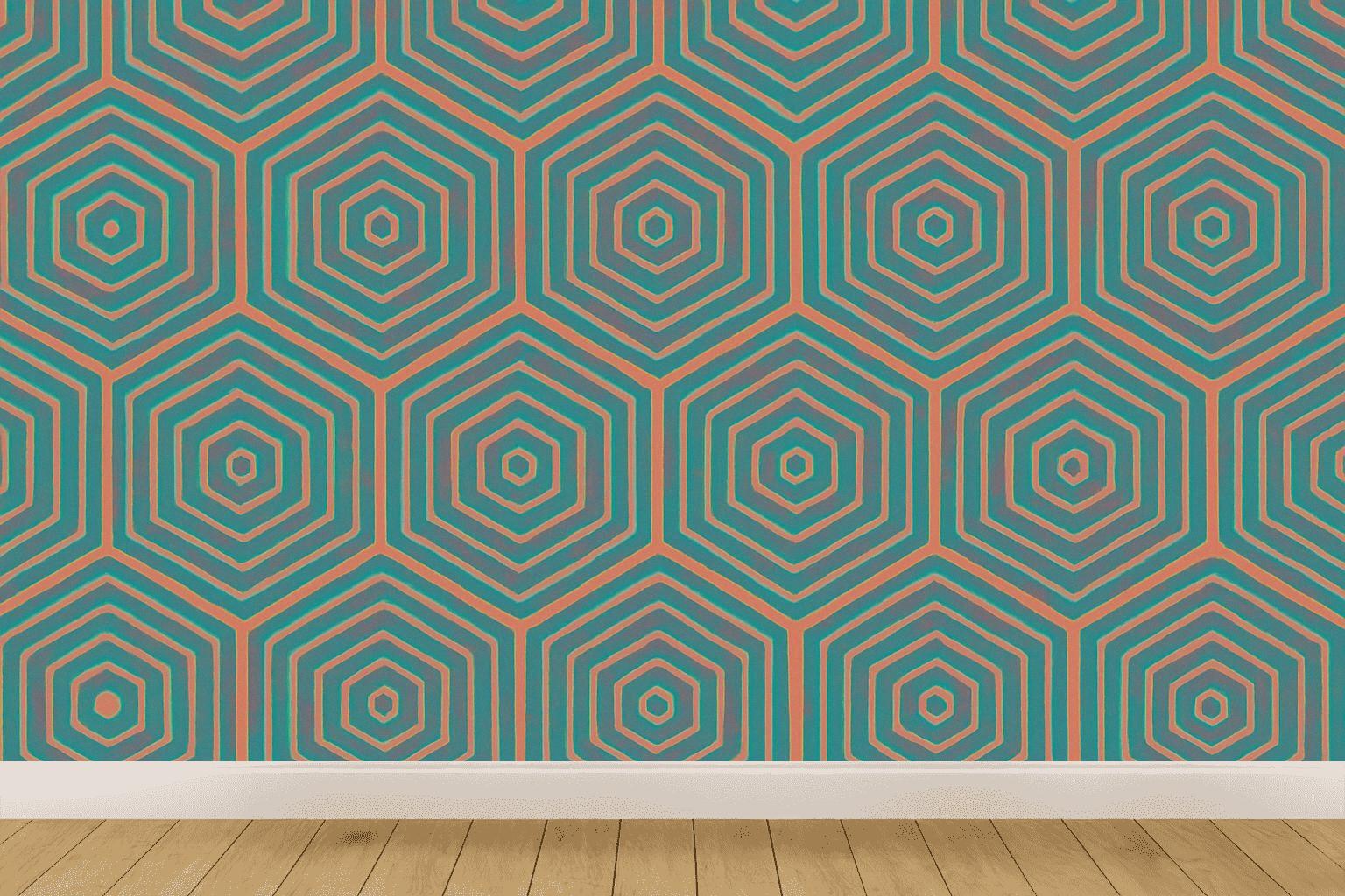 Rhythmic Modular Hex Array decorative wall murals