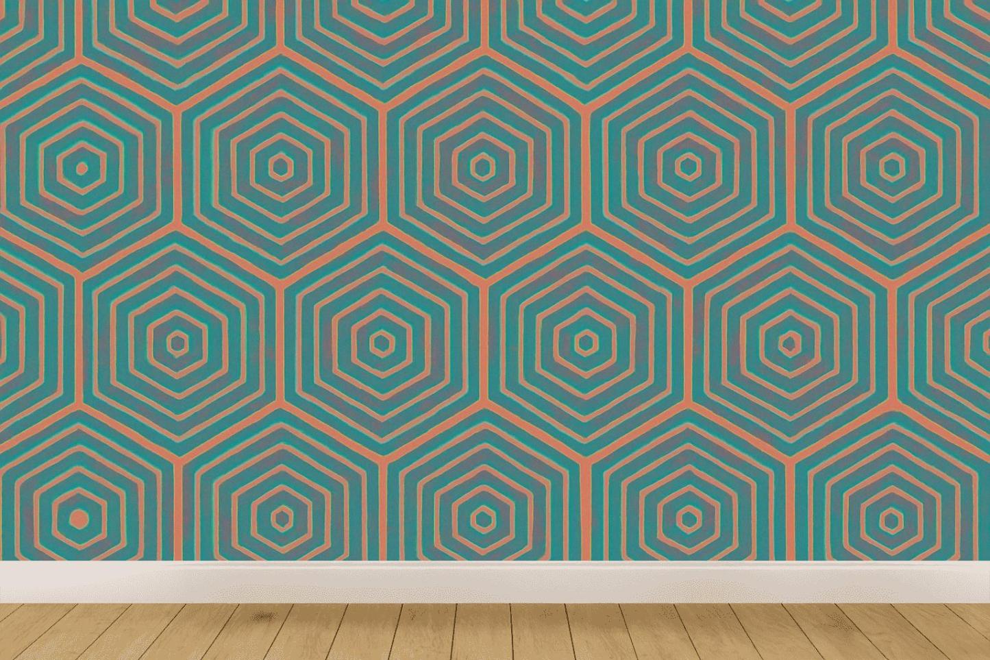 Rhythmic Modular Hex Array decorative wall murals