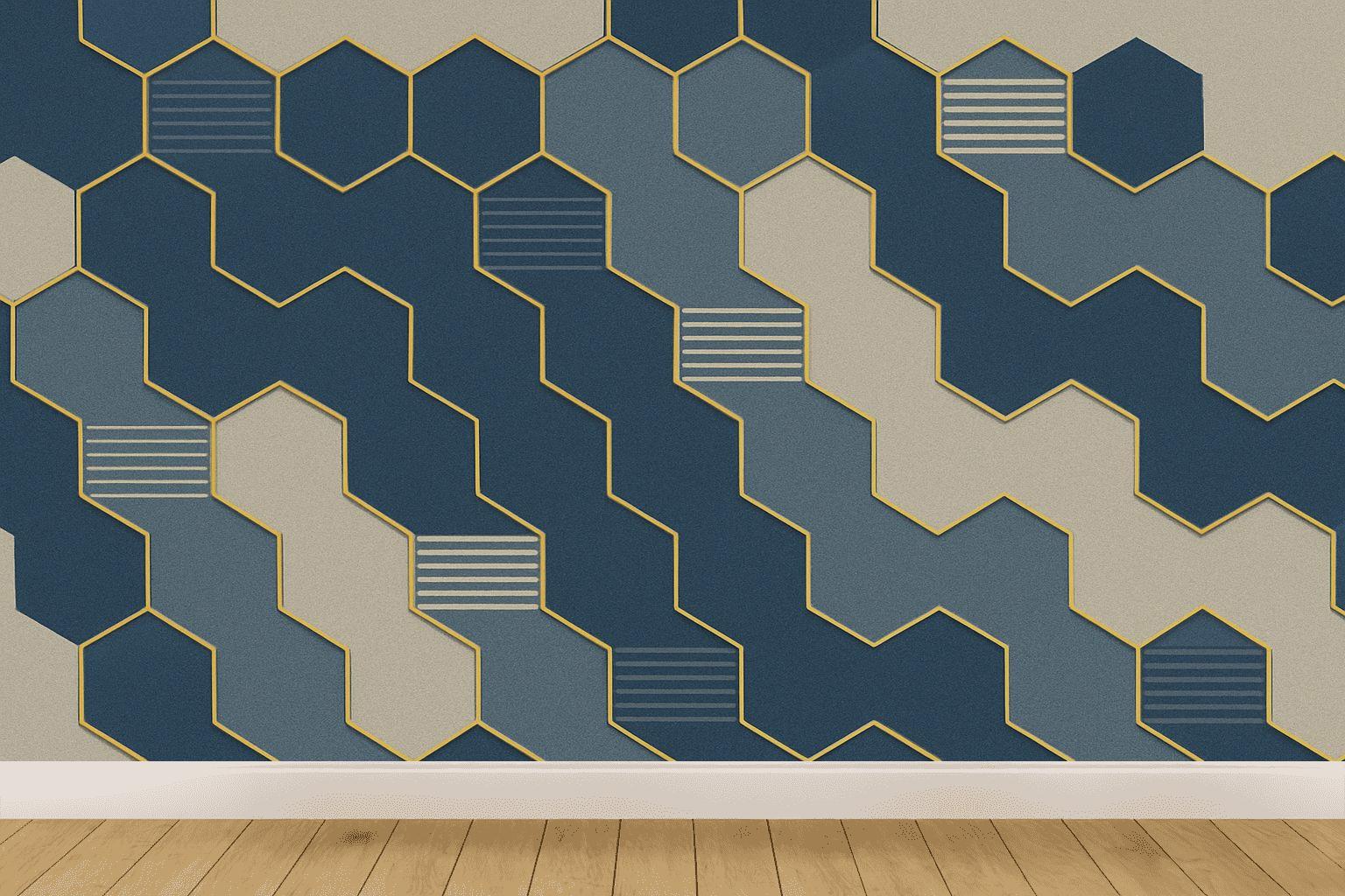 Driftwave Hex Mosaic wallpapers for interior design