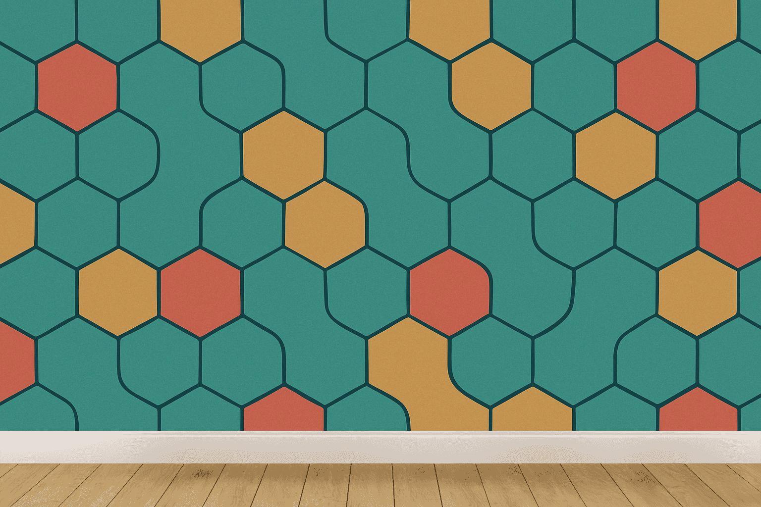 Rippled Hexagonal Band wallpapers for interior design