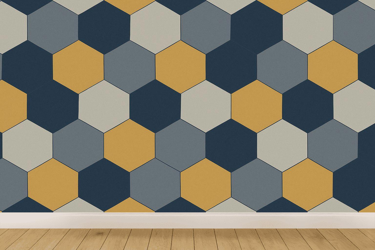 Offset Hex Pulse decorative wall murals