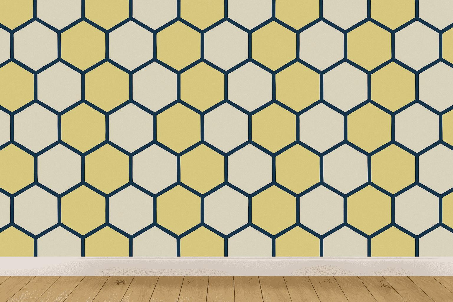 Offset Hex Chain Flow designer printed wallpapers