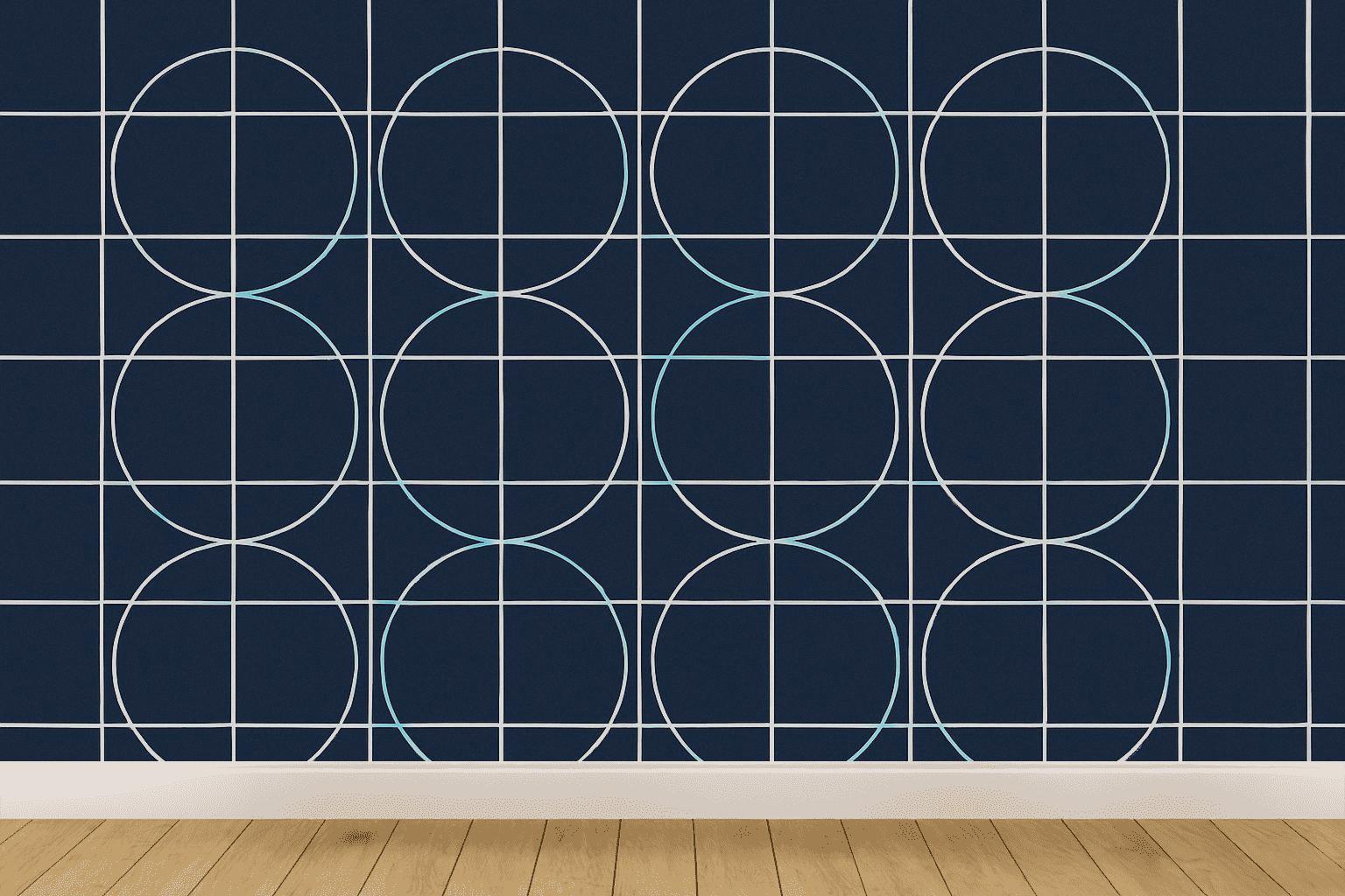 Orbital Grid Interference designer printed wallpapers