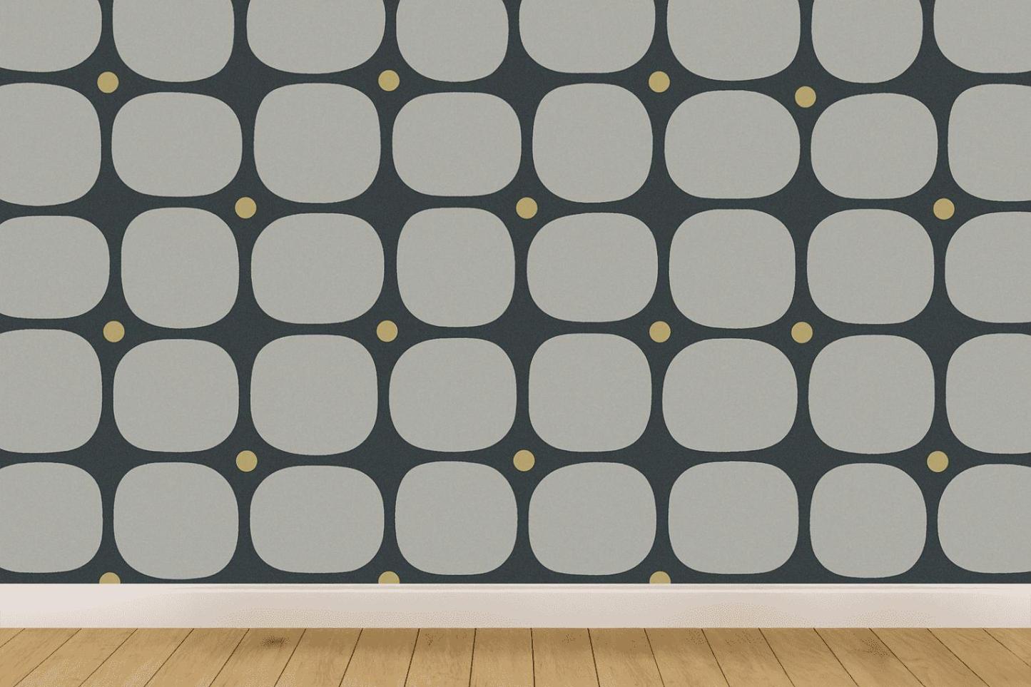 Cellular Pebble Grid designer printed wallpapers
