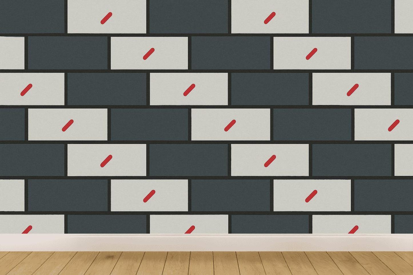 Offset Brick Zig Index personalized wall coverings