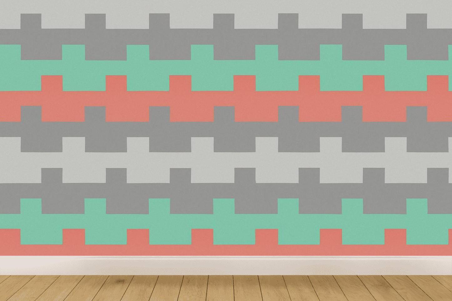 Stepwise Pixel Terrace Stripes trendy peel wallpapers