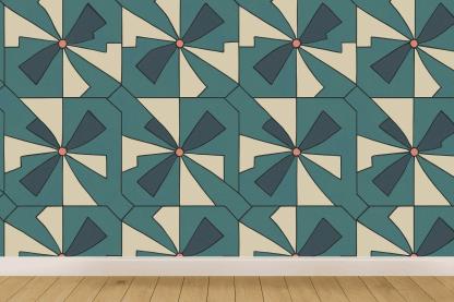 Pinwheel Notch Repeat wallpapers for interior design