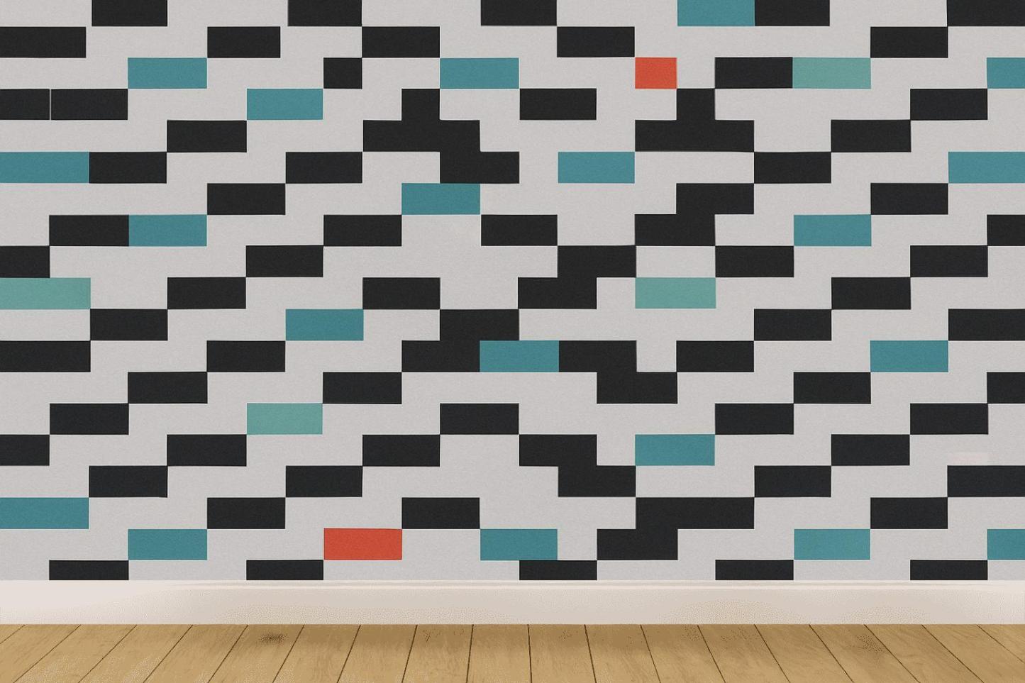 Offset Brick Pixel Staircase trendy peel wallpapers