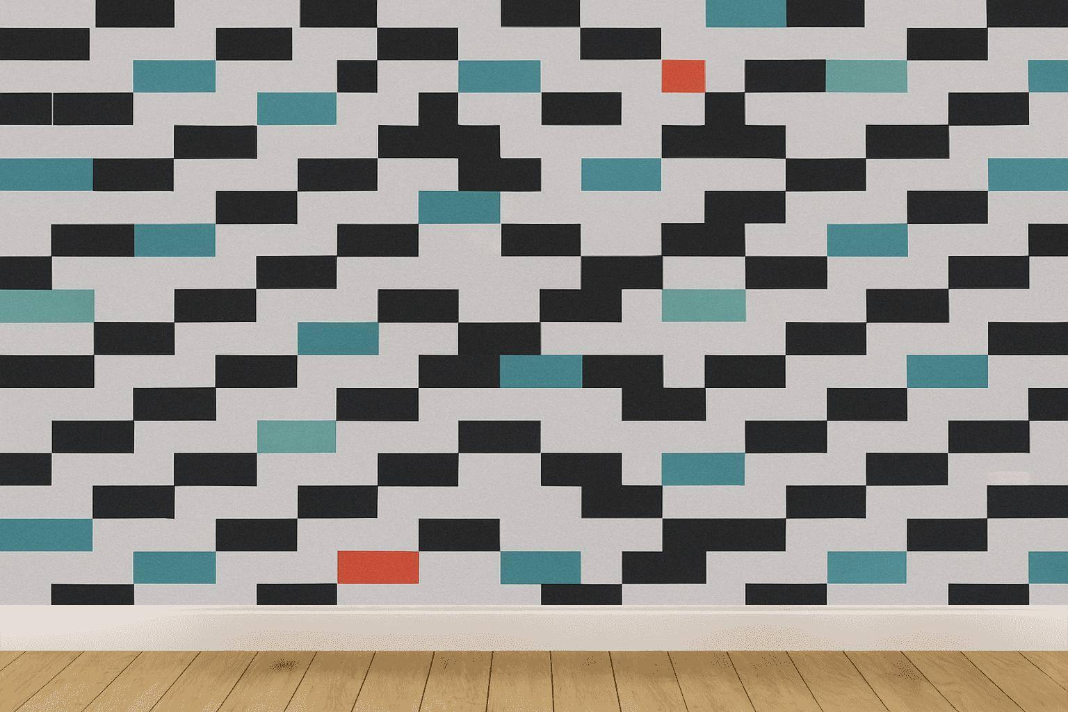 Offset Brick Pixel Staircase trendy peel wallpapers