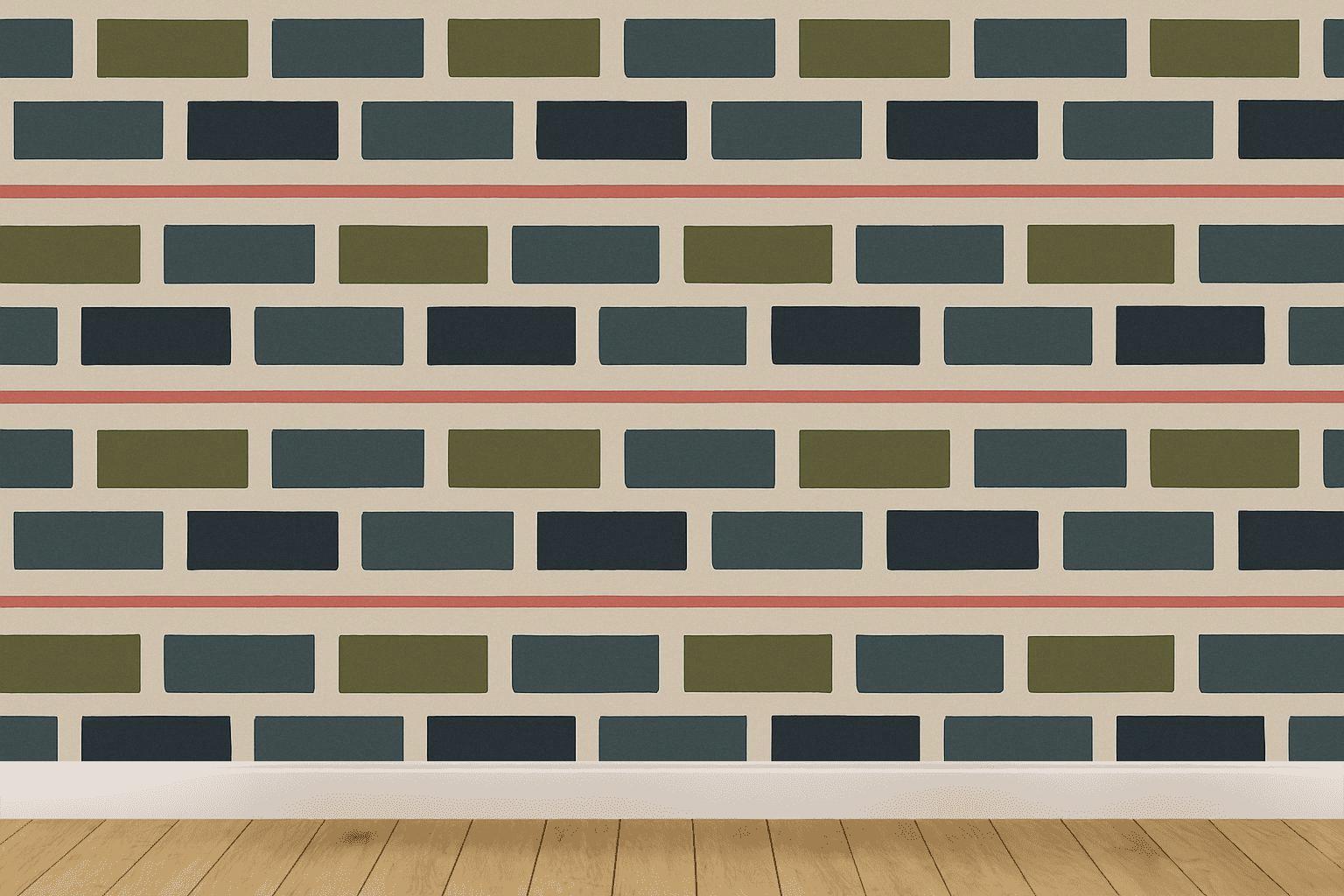 Offset Brick Relay Stripes designer printed wallpapers