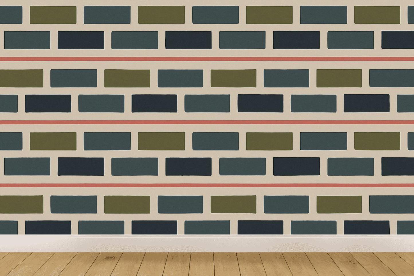 Offset Brick Relay Stripes designer printed wallpapers