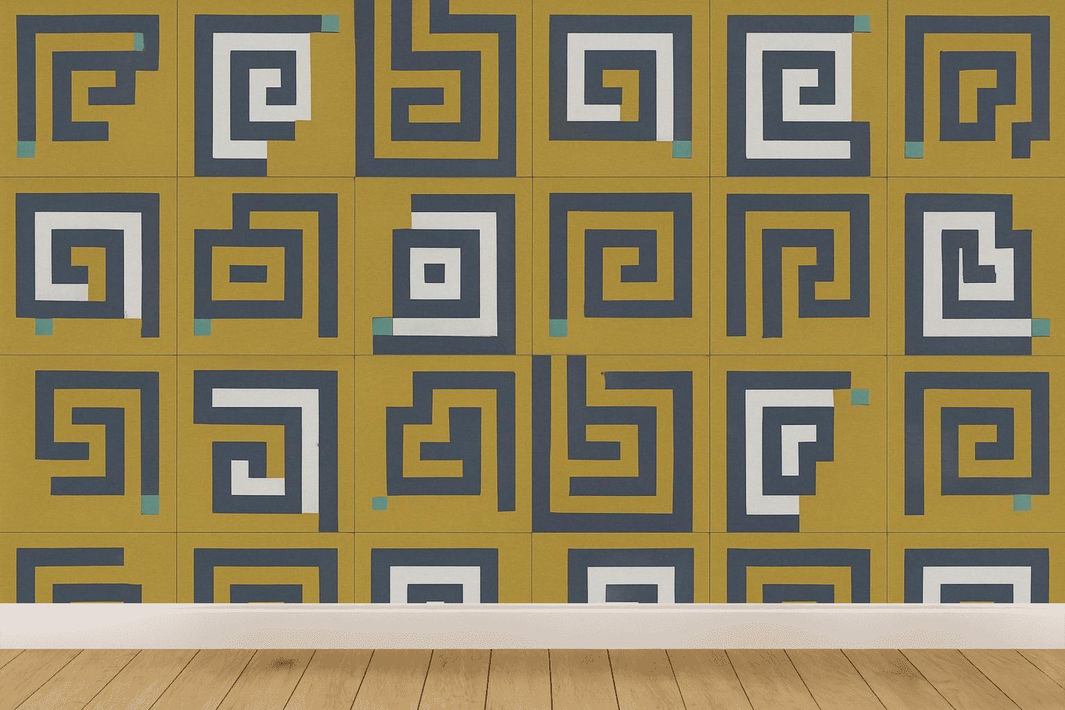 Recursive Corner Step Tiles designer printed wallpapers