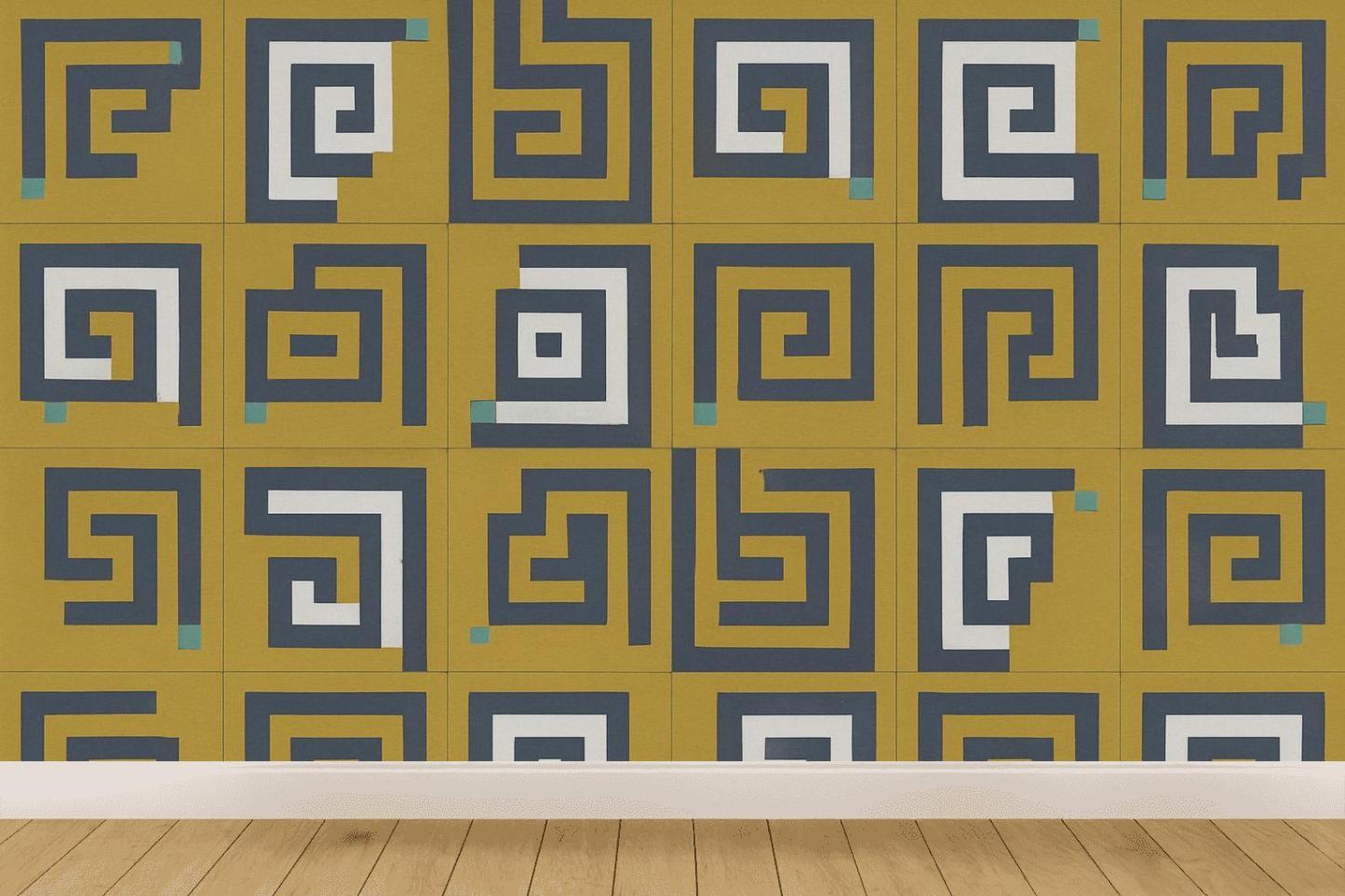 Recursive Corner Step Tiles designer printed wallpapers