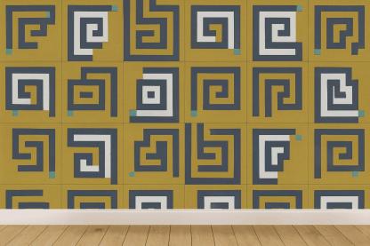 Recursive Corner Step Tiles designer printed wallpapers