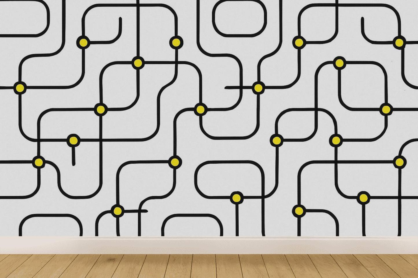 Satellite Tile Circuit Loops designer printed wallpapers