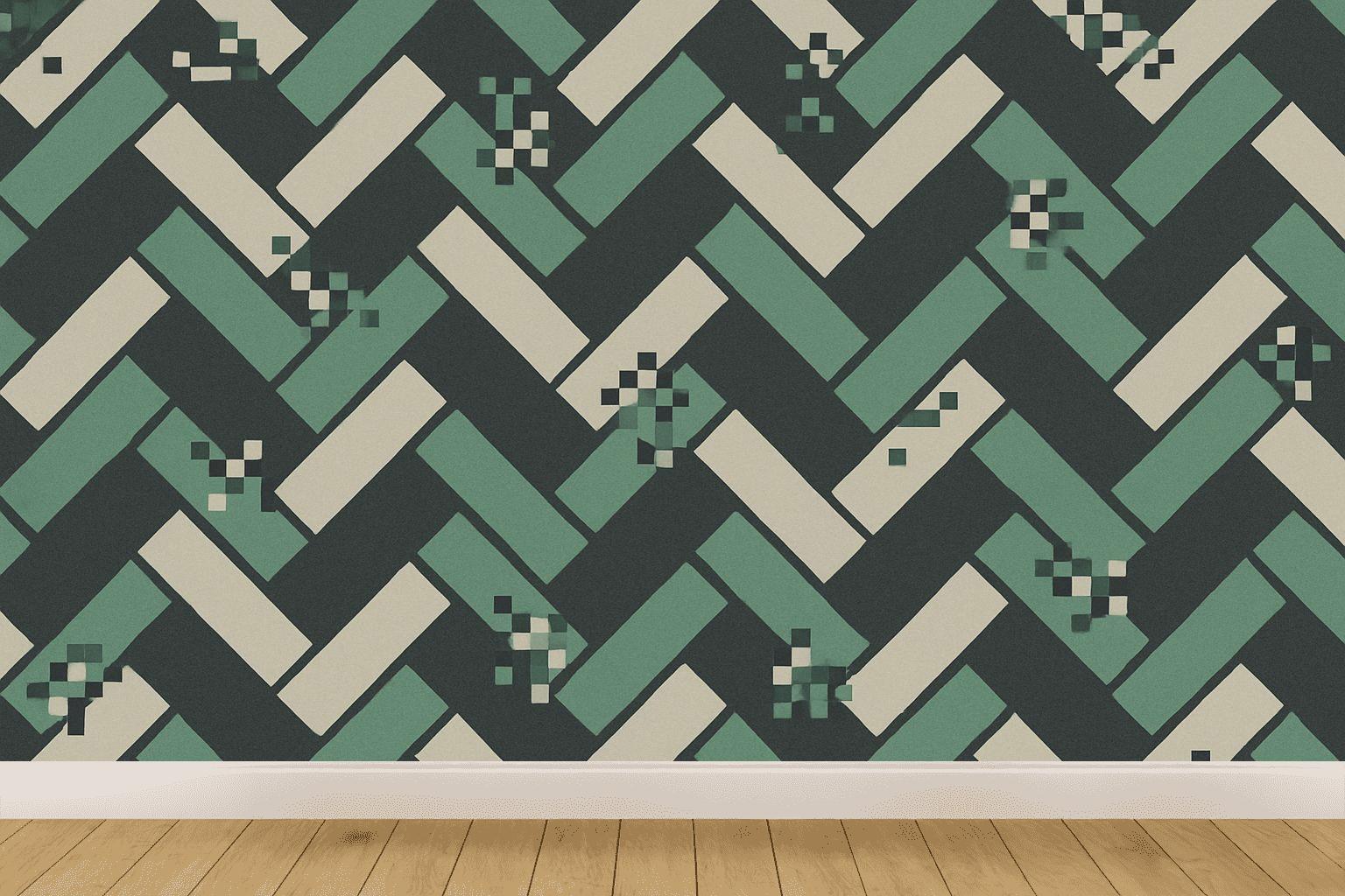 Broken Herringbone Pixel Weave premium wall decorations