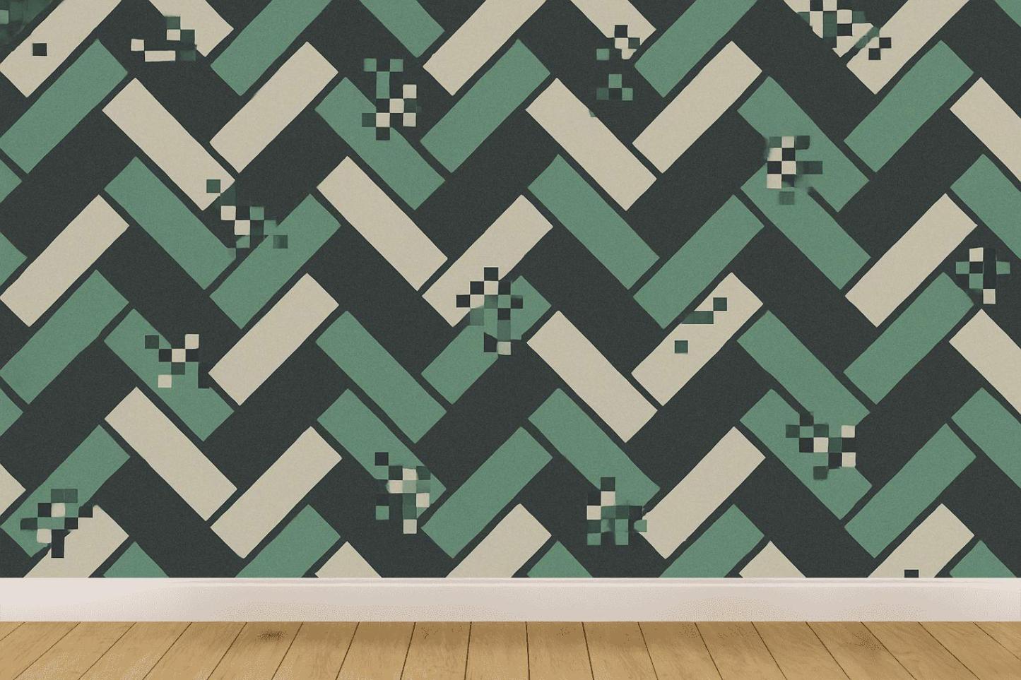 Broken Herringbone Pixel Weave premium wall decorations