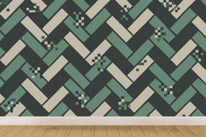 Broken Herringbone Pixel Weave premium wall decorations