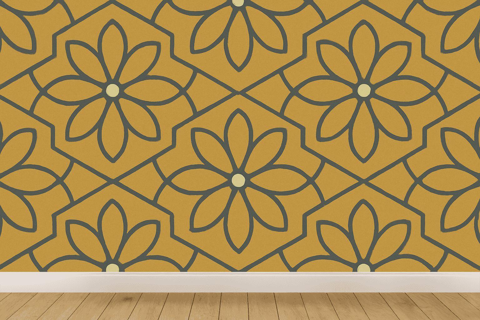 Hex Petal Overprint designer printed wallpapers