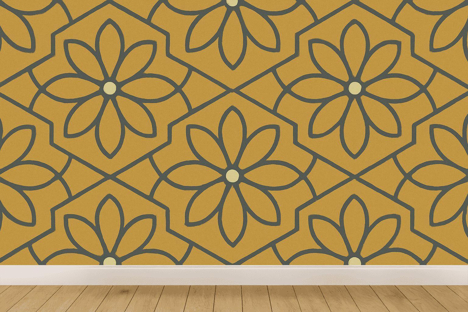 Hex Petal Overprint designer printed wallpapers