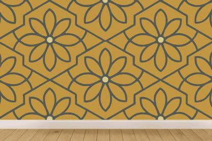 Hex Petal Overprint designer printed wallpapers