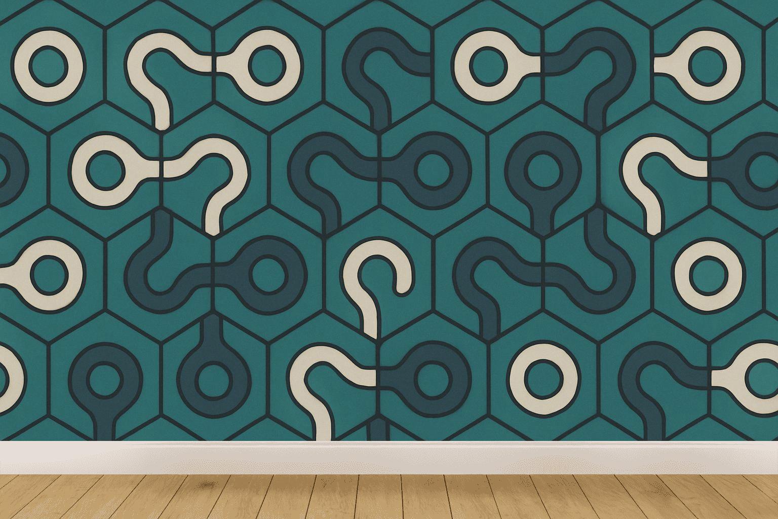 Hex Loop Circuit Tiling wallpapers for interior design