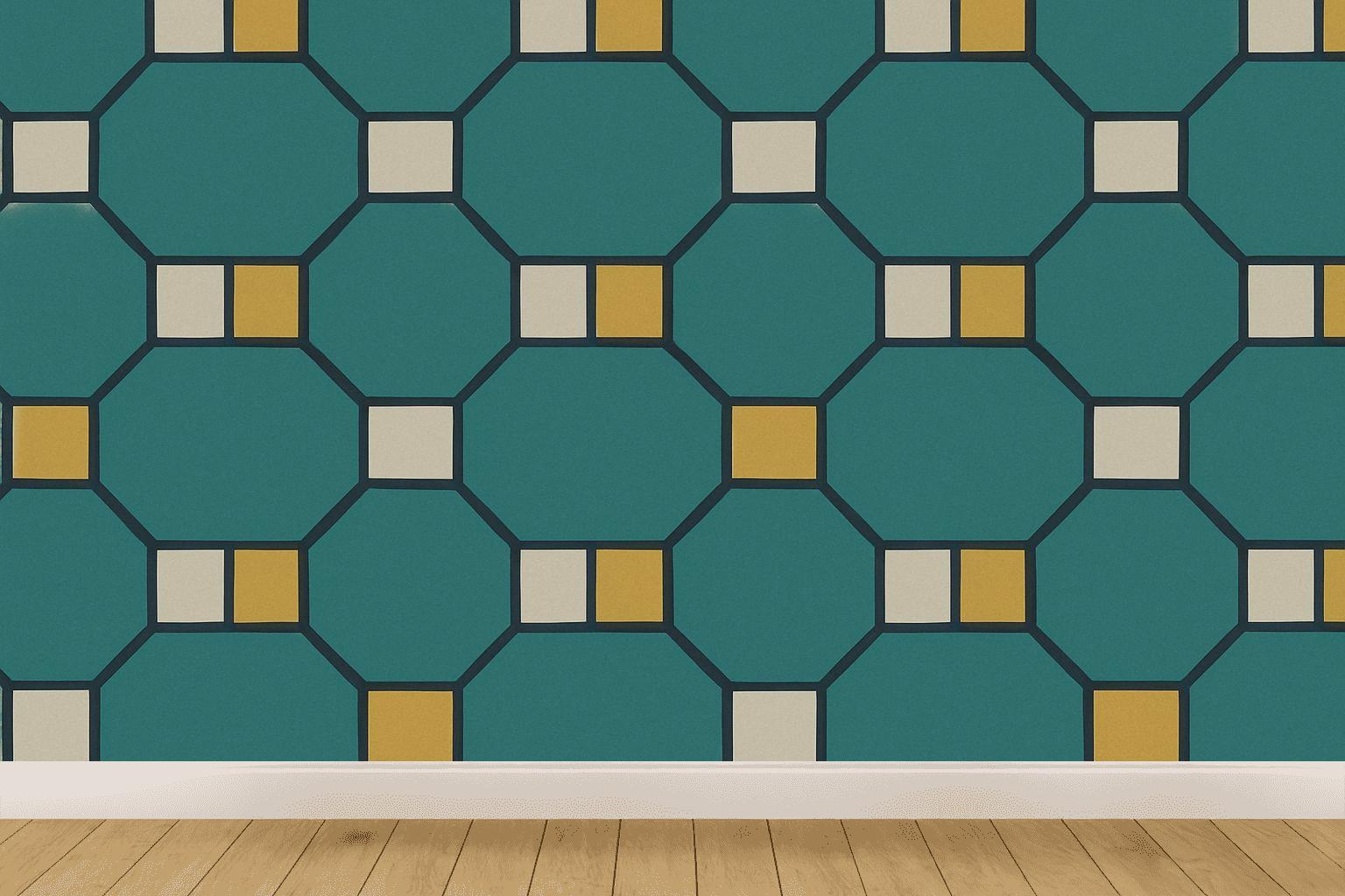 Octagon Keyline Patchwork trendy peel wallpapers