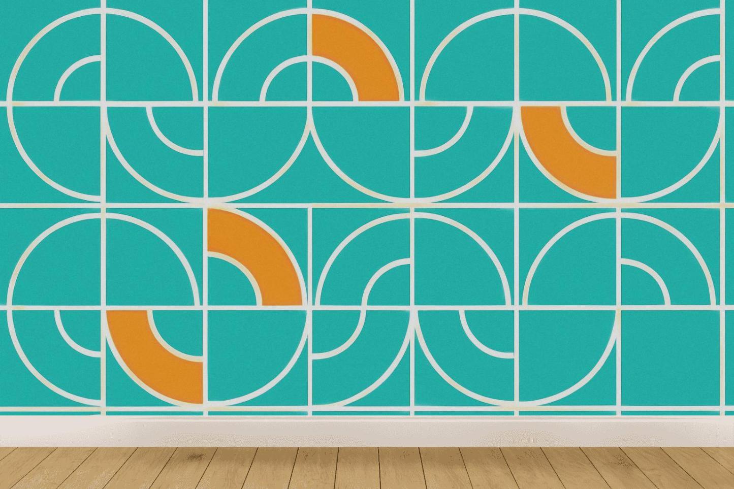 Arc Segment Quilt Lines designer printed wallpapers