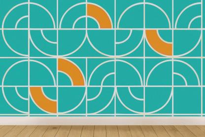 Arc Segment Quilt Lines designer printed wallpapers