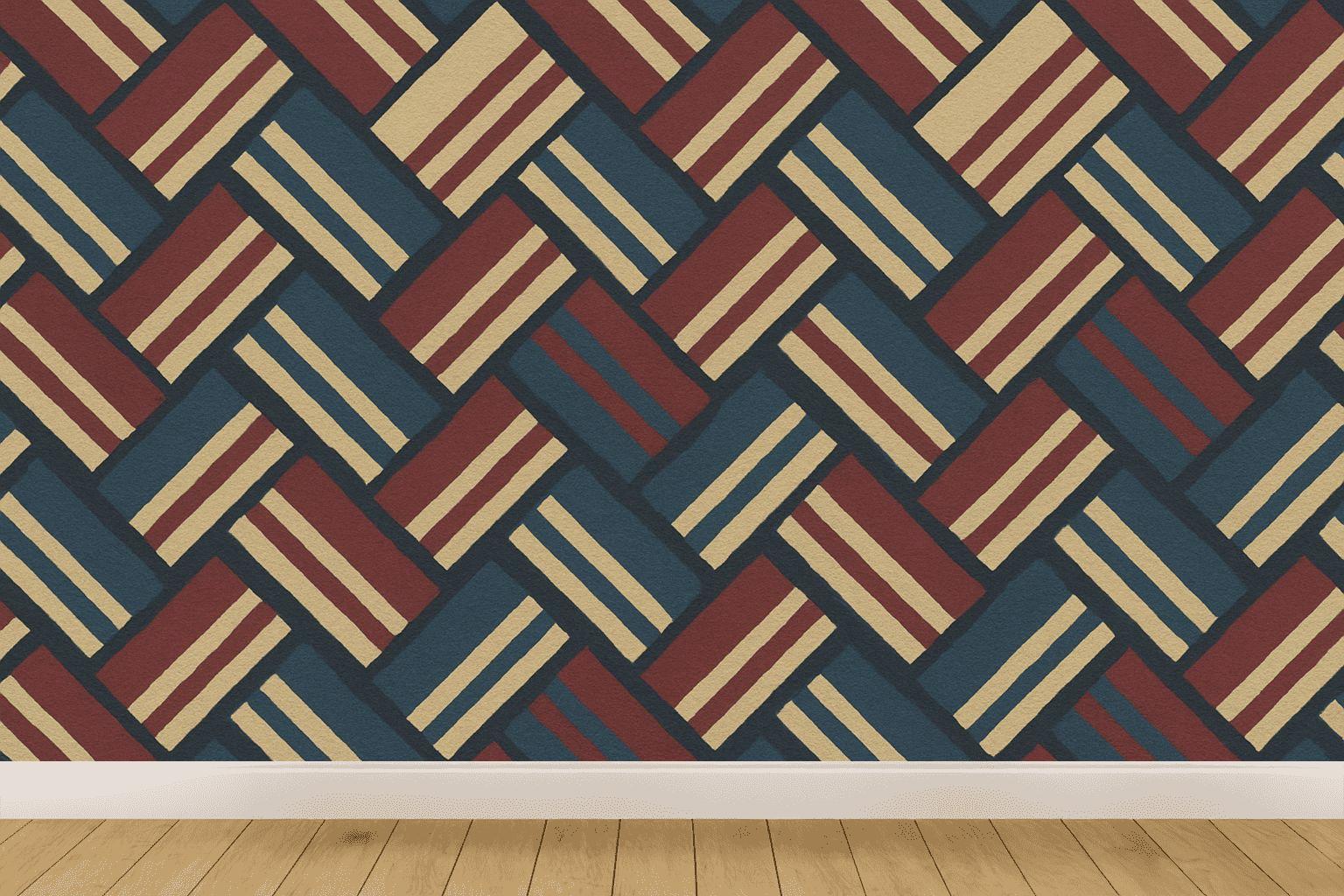 Interlock Ribbon Herringbone personalized wall coverings