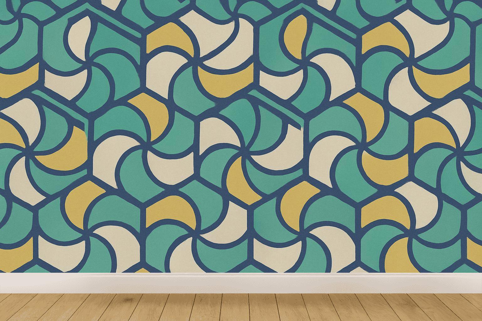 Staggered Hex Pinwheel Matrix designer printed wallpapers