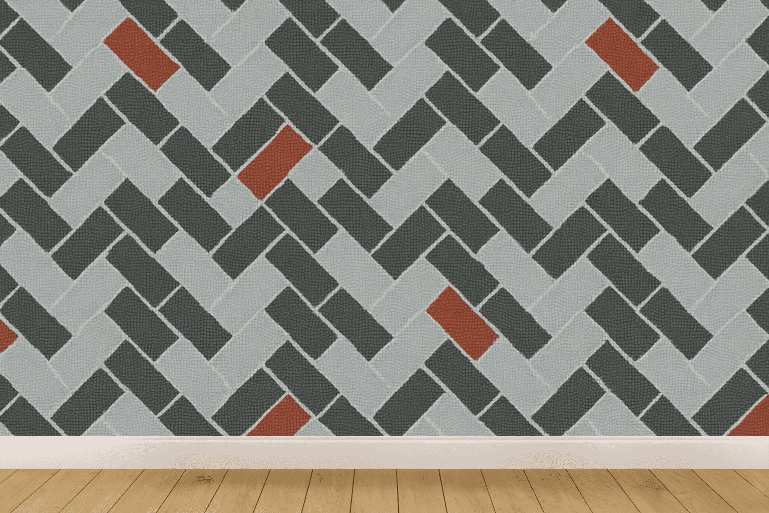 Herringbone Pixel Brick wallpapers for interior design