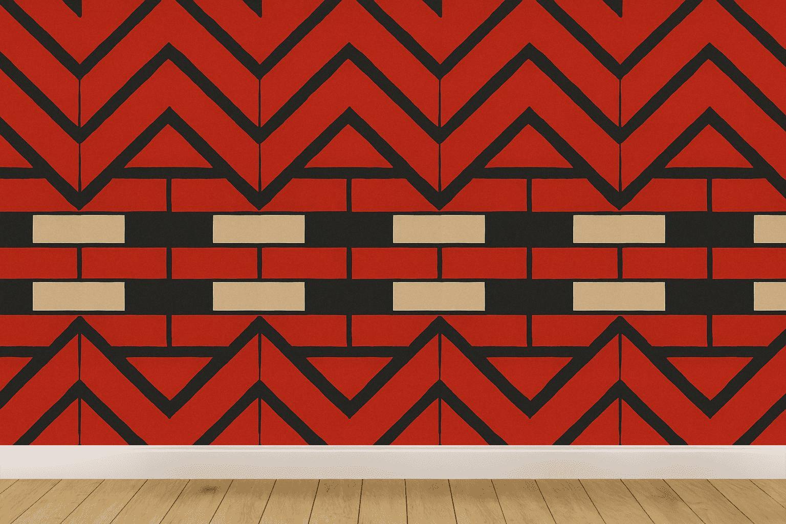 Staggered Brick Chevron Merge decorative wall murals