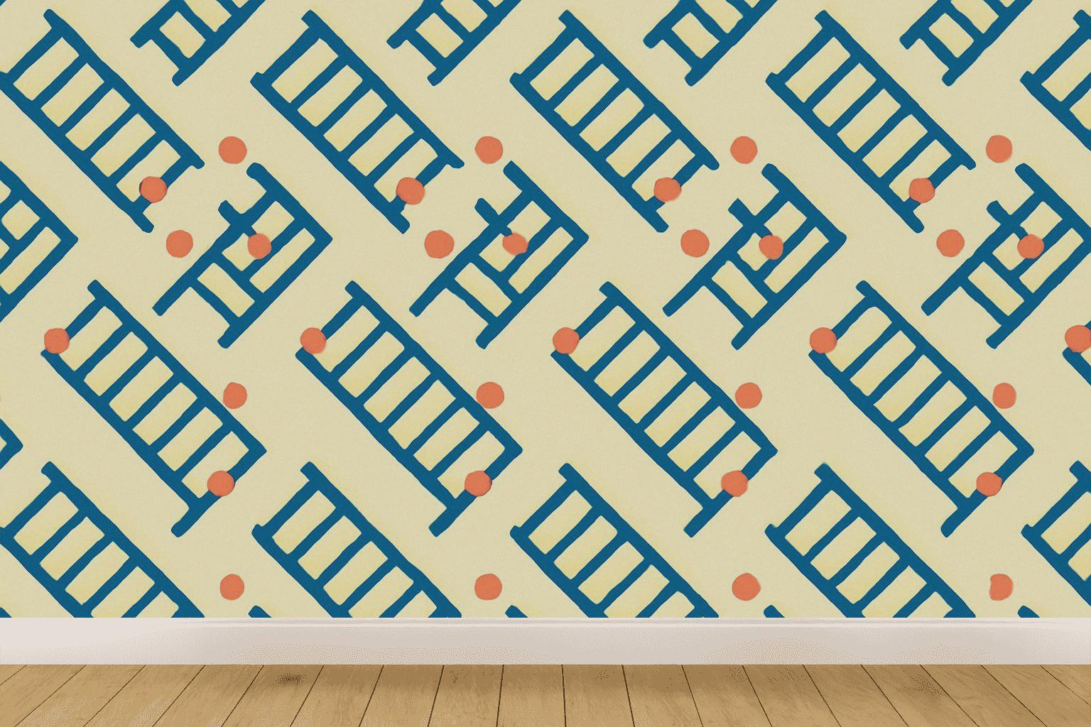 Diagonal Ladder Beadwork Grid designer printed wallpapers