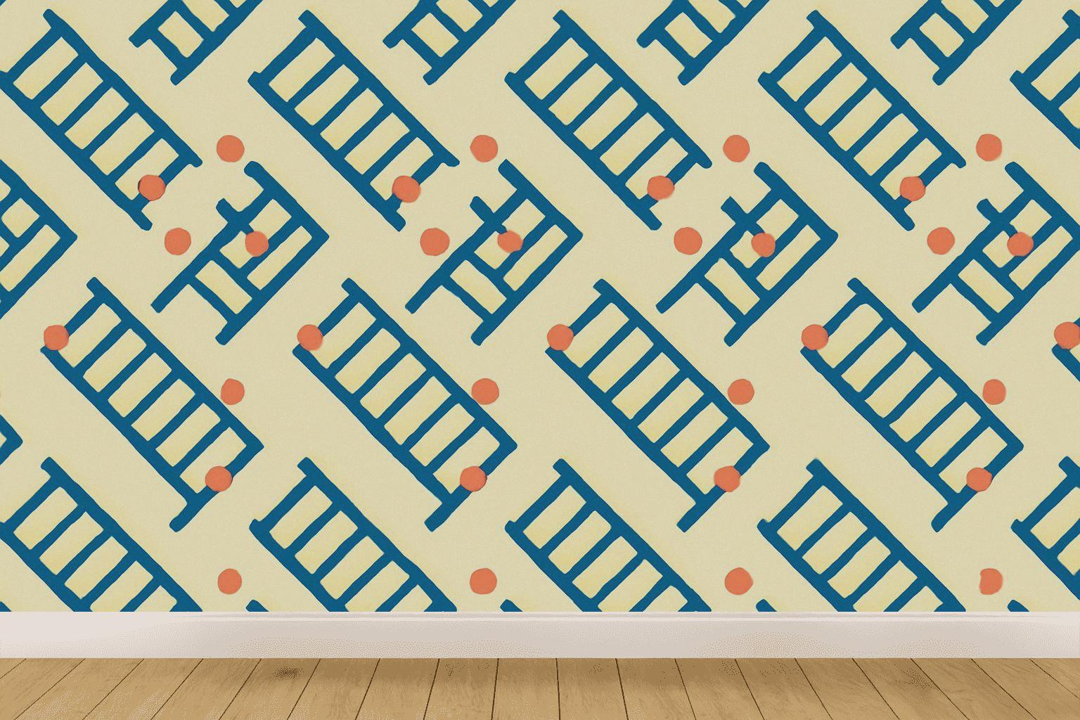 Diagonal Ladder Beadwork Grid designer printed wallpapers