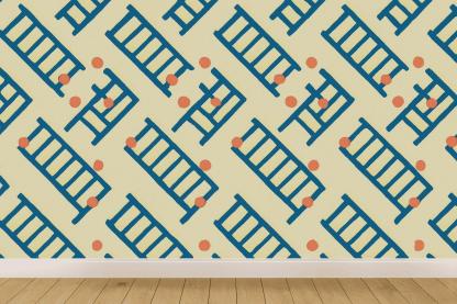 Diagonal Ladder Beadwork Grid designer printed wallpapers