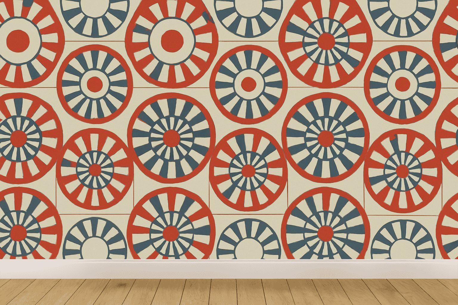 Radial Spoke Patchwork Cycle trendy peel wallpapers