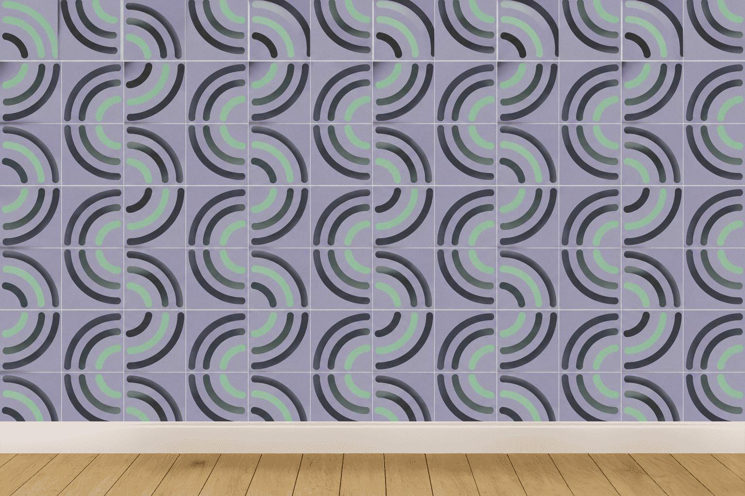 Segmented Wave Tile Grid wallpapers for interior design [AI-9a32ba7f-77d794e7a430]