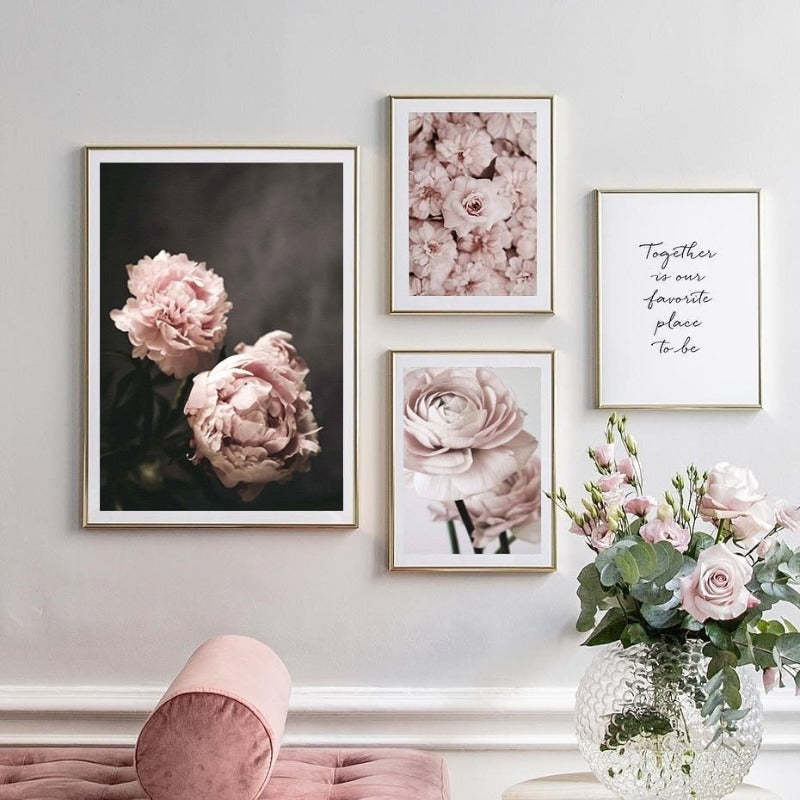 Modern Romantic Light Pink Peonies Flowers - Canvas Wall Art Painting-Original Wall Arts