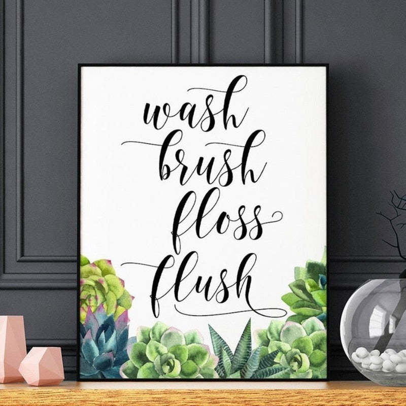 Modern Wash brush Floss Flush Cactus Print - Canvas Wall Art Painting-Original Wall Arts