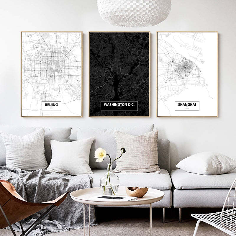 Modern City Maps Travel Contour - Canvas Wall Art Painting-Original Wall Arts