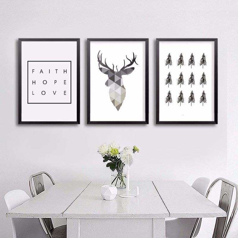 Geometric Deer Faith Quote - Canvas Wall Art Painting-Original Wall Arts