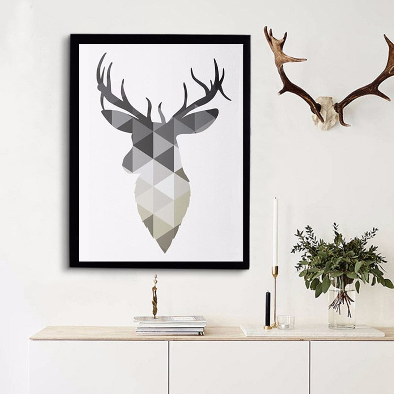 Geometric Deer Faith Quote - Canvas Wall Art Painting-Original Wall Arts